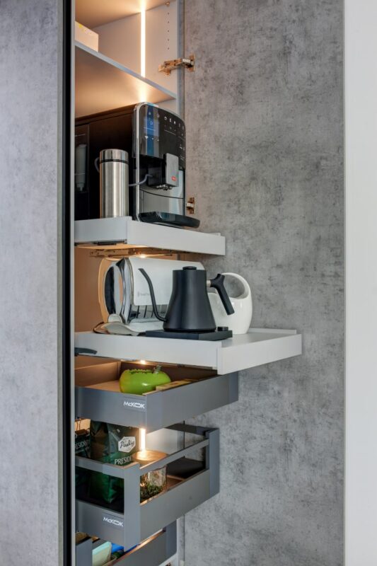 gray modern kitchen with island -2